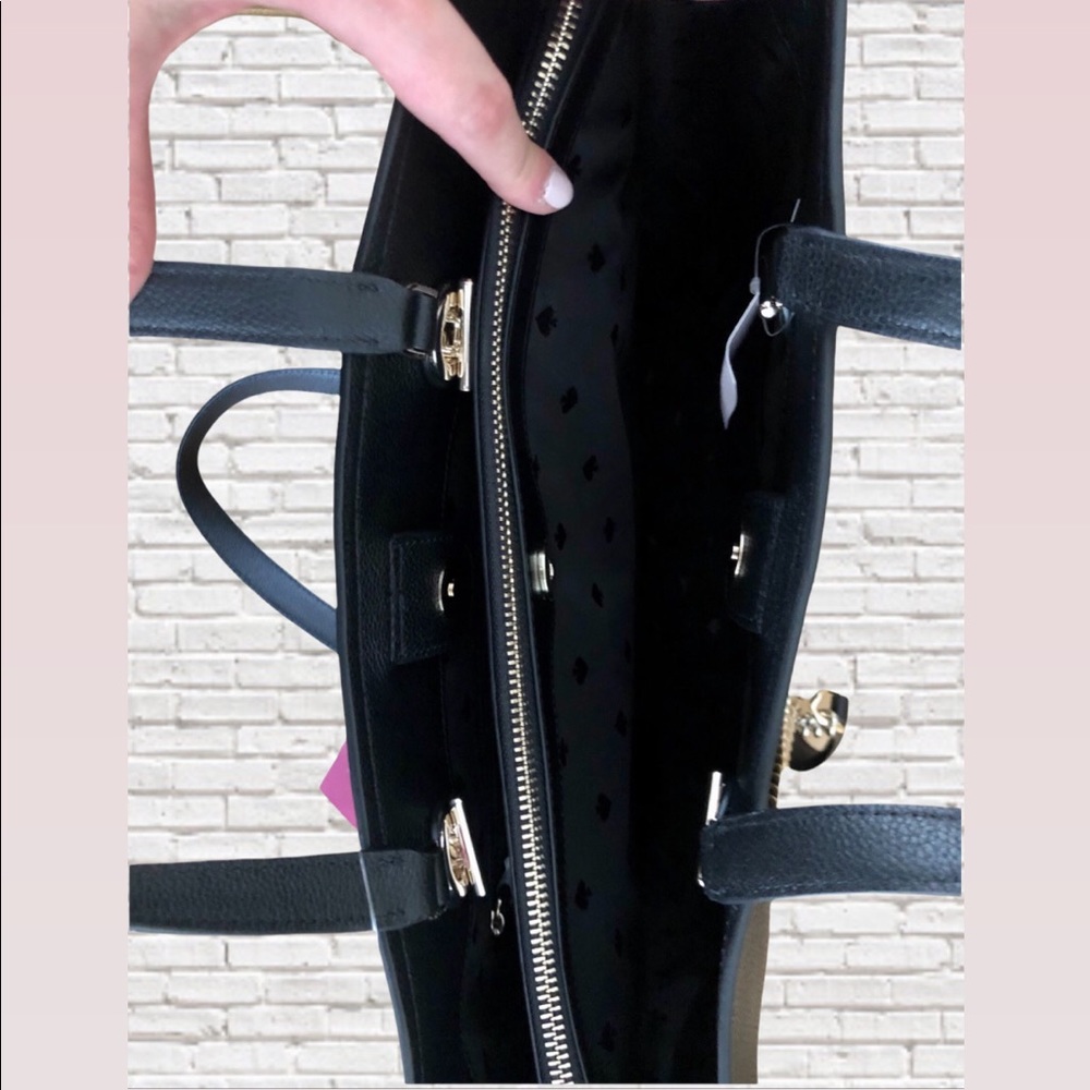 KATE SPADE • Large Pebbled Black Leather Bag - Picture 3 of 5